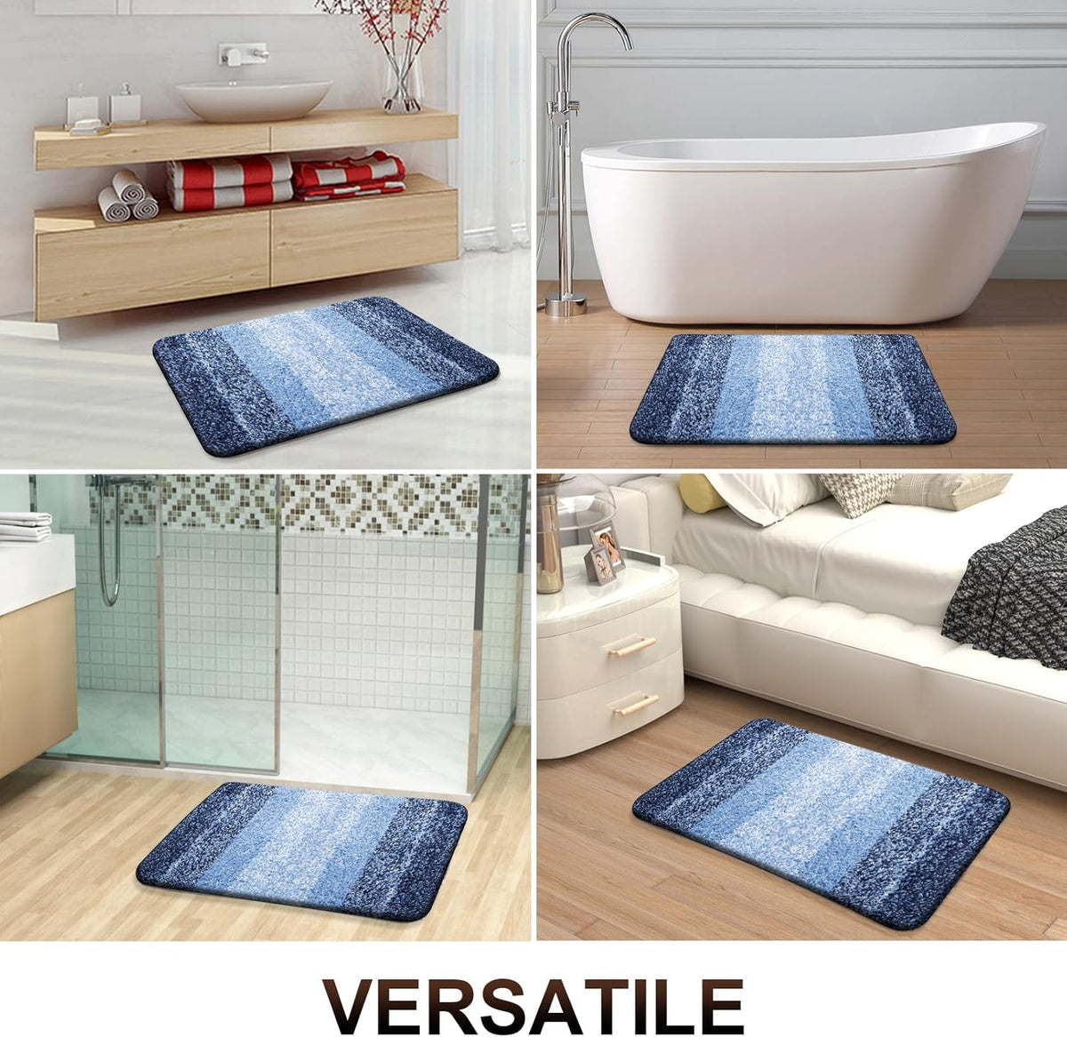OLANLY Bathroom Runner Rugs 59x20, Extra Soft Absorbent Microfiber Bath Rugs, Rubber Backing, Quick Dry, Machine Washable Bath Mats for Bathroom Floor, Tub and Shower, Home Decor Accessories, Navy