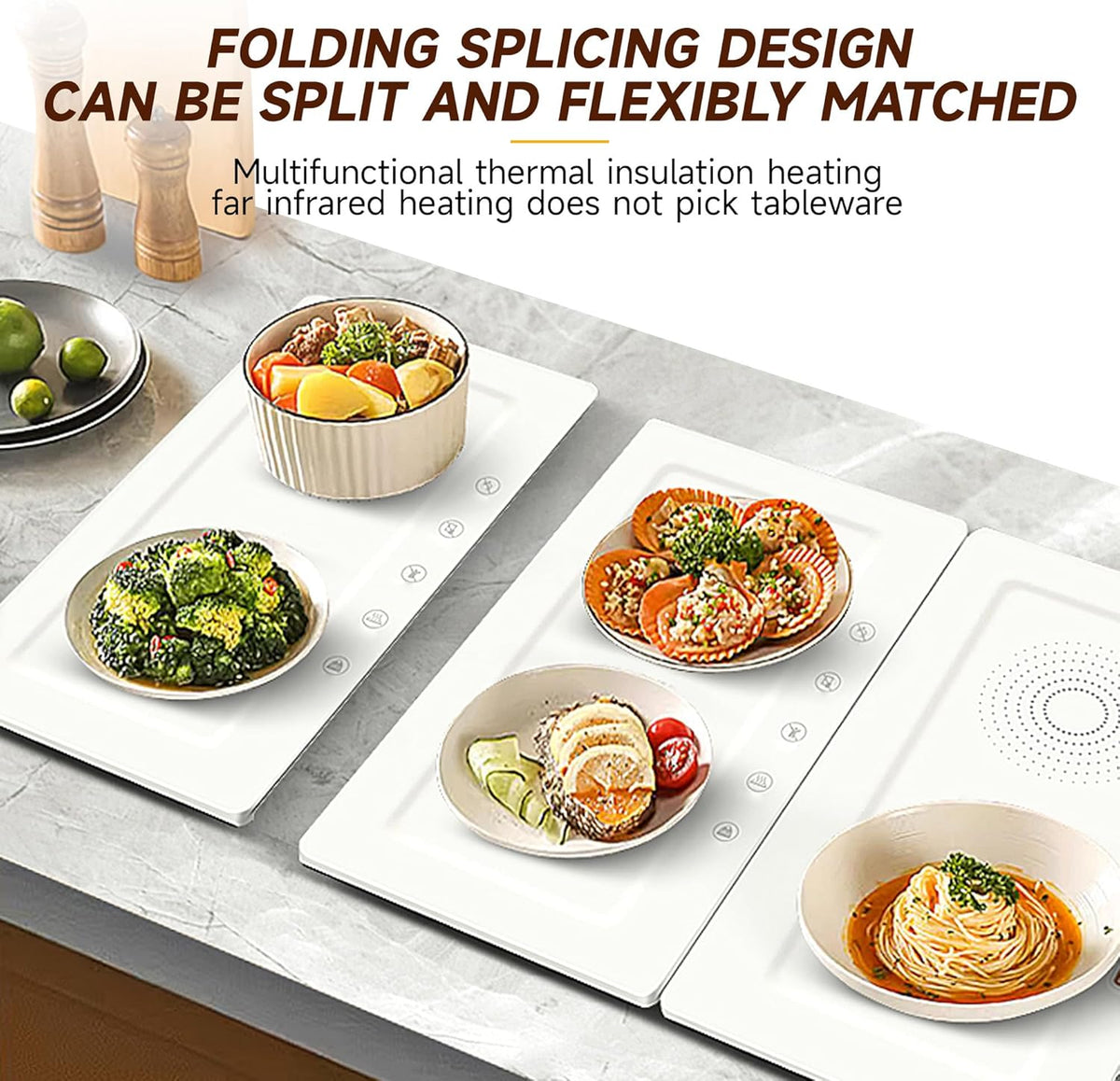 TOPRATED Large Splicing Electric Warming Tray (33x15 inch), Metal Foldable and Portable Heating Warmers Food Warming Mat for Kitchen,Parties, Buffet, Restaurant, Family dinner,Countertop