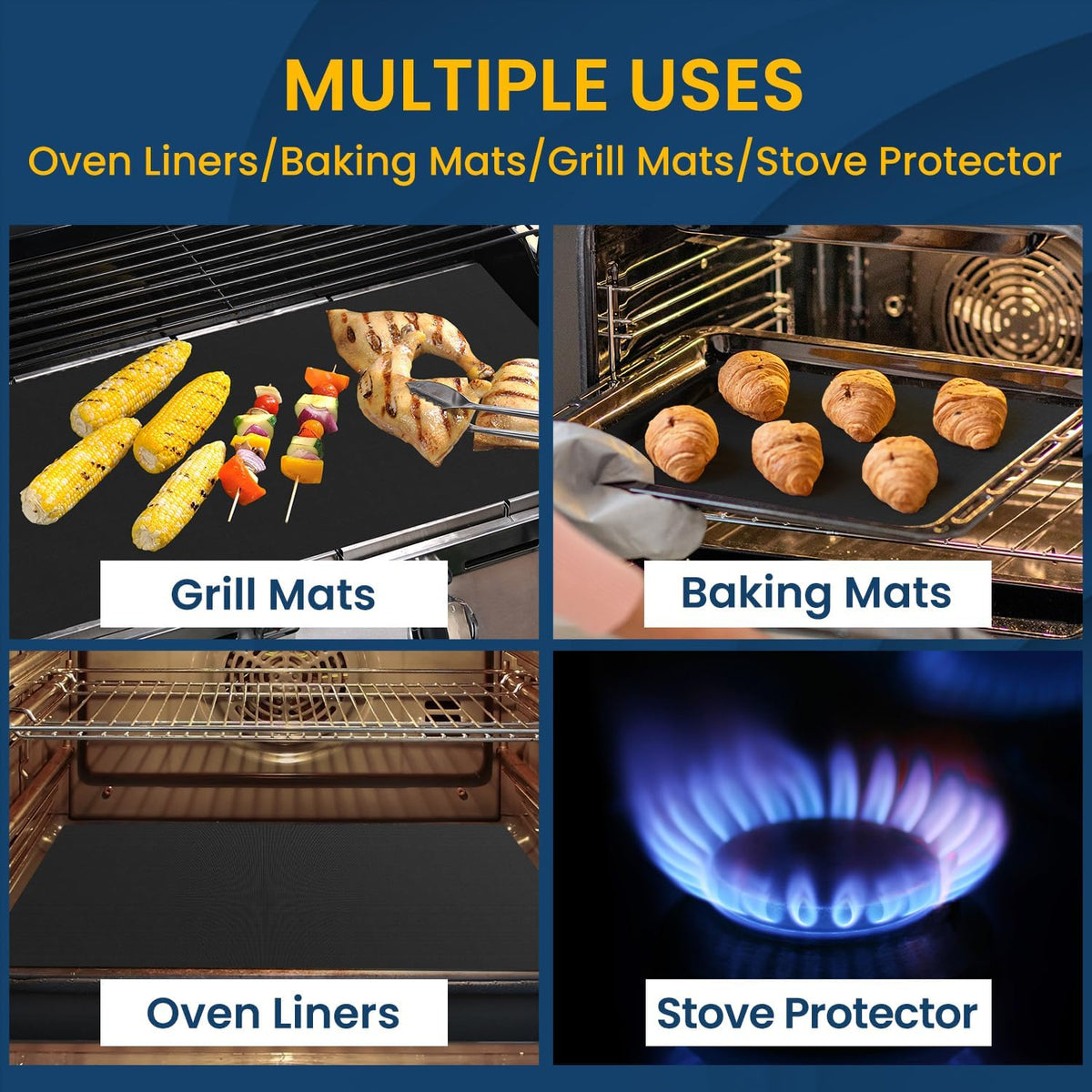 16 X75 Inch Oven Liner for Bottom of Oven, Reusable and Thick Heavy Duty Non Stick Teflon Oven Mats Cut to Custom Fit Electric, Gas, Toaster, Convection, Microwave and Grills