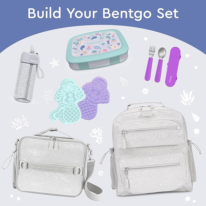 Bentgo Kids Prints Leak-Proof, 5-Compartment Bento-Style Kids Lunch Box - Ideal Portion Sizes for Ages 3-7, Durable, Drop-Proof, Dishwasher Safe, & PFAS & BPA-Free Materials (Sea Life)