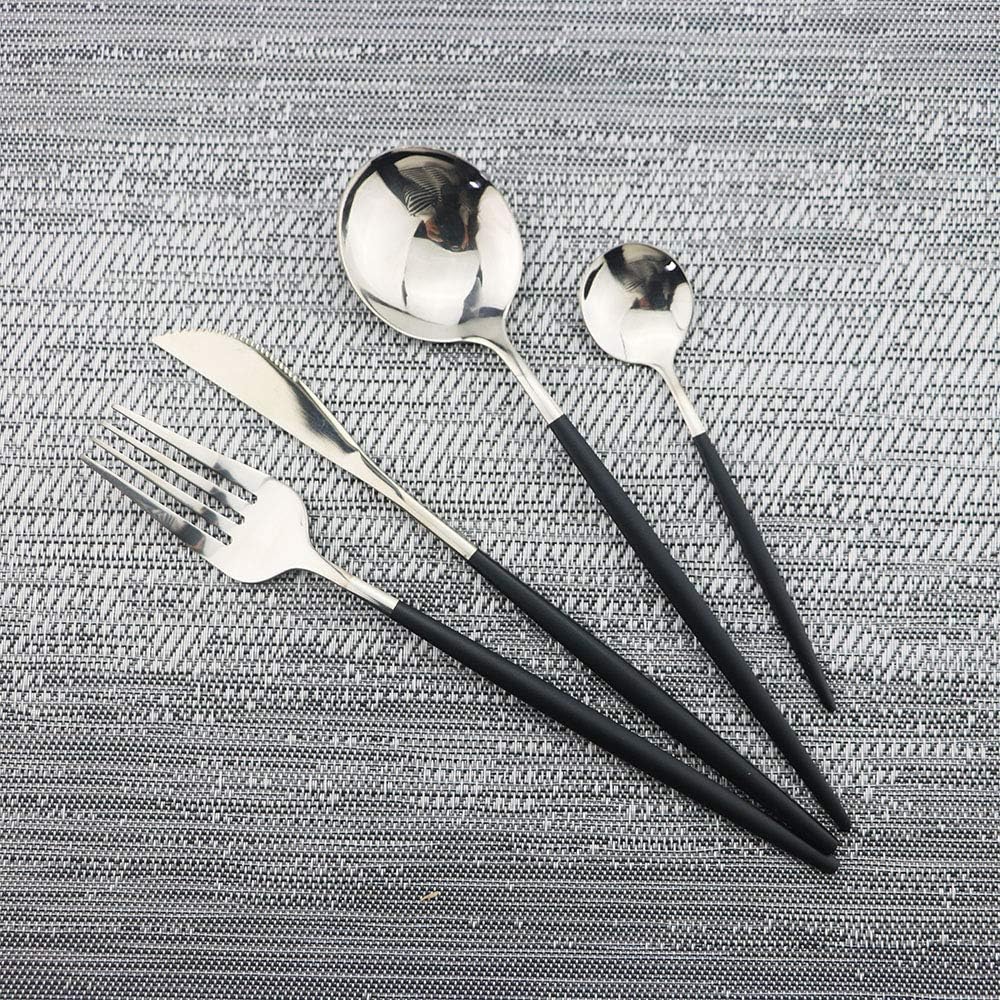 JASHII 30-Piece Stainless Steel Satin Finish Flatware Set, Mirror Polished Tableware Cutlery for Home and Restaurant, Dishwasher Safe