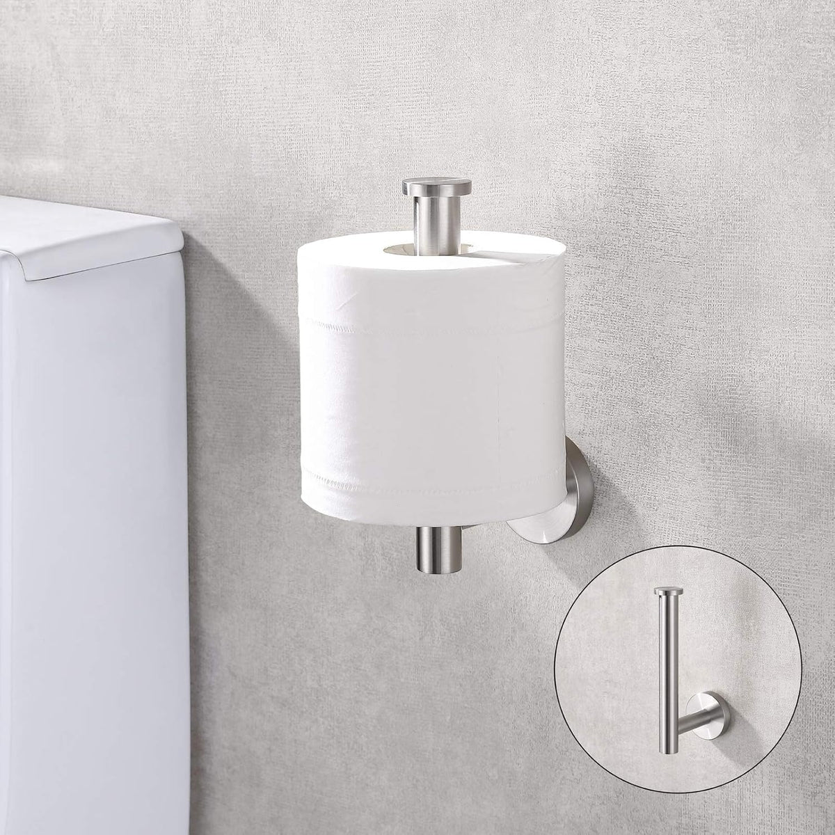 TASTOS Brushed Nickel Toilet Paper Holder SUS304 Stainless Steel, Modern Round Tissue Roll Holders Wall Mount, Toilet Paper Roll Dispenser Bathroom 5 inch TP Holder for Kitchen Washroom