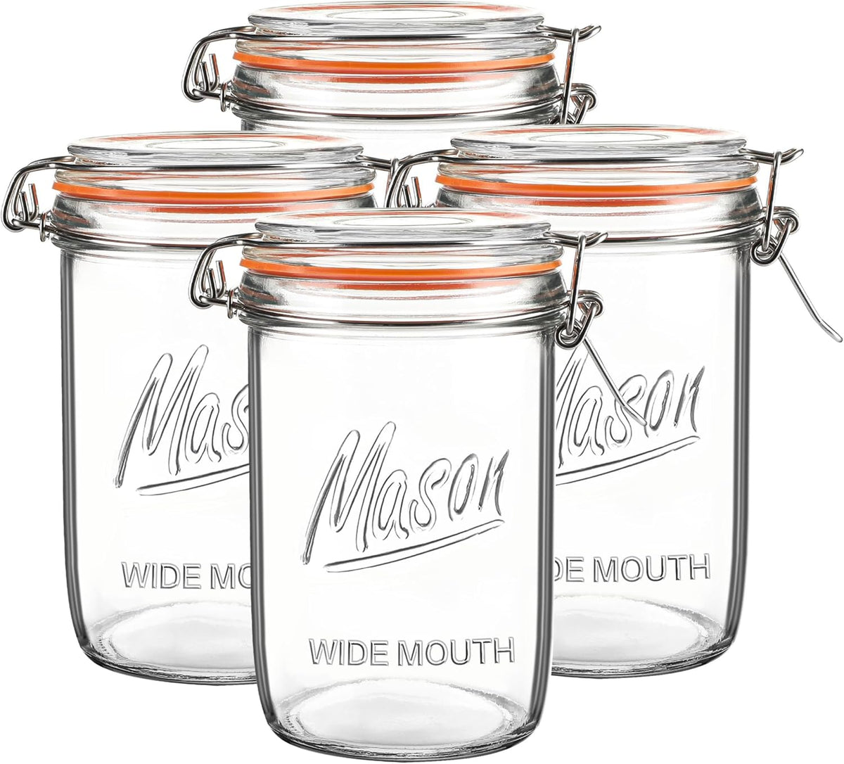 24oz Wide Mouth Mason Jars – 4 Pack Glass Jars with Airtight Lids for Canning, Pickling, Meal Prep, Jam, Jelly, Overnight Oats & DIY Projects