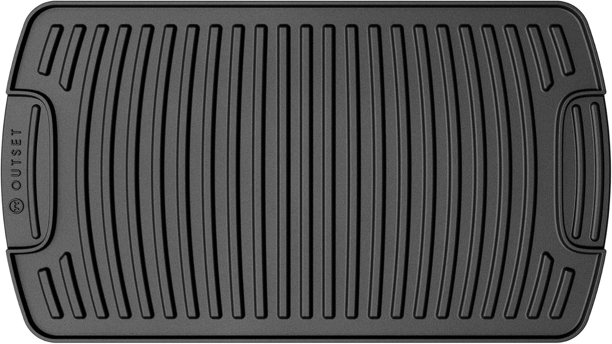 Outset Cast Iron Grill Griddle, Reversible Stovetop and Grill Griddle, 18" x 10"
