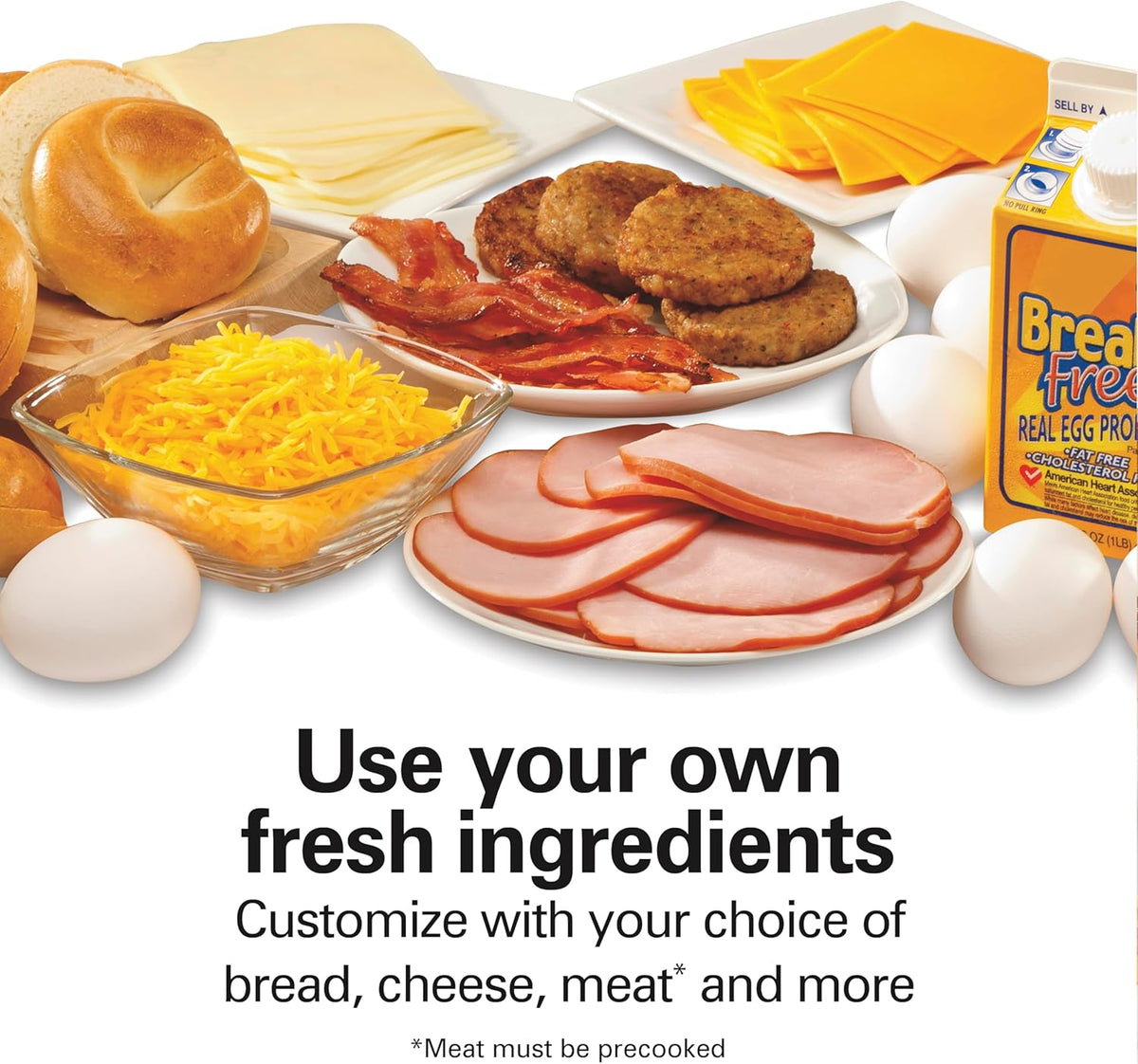 Hamilton Beach Breakfast Sandwich Maker with Egg Cooker Ring, Customize Ingredients, Perfect for English Muffins, Croissants, Mini Waffles, Perfect White Elephant Gifts, Mint (25482)