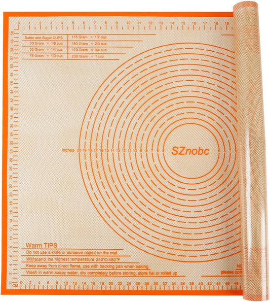 Non-slip Silicone Pastry Mat 36X24 inches Baking Mat with Measurement, Perfect for Dough, Pastry, Pie Crust, Fondant, Cookies, Bread, Pasta, Pizza, Food Grade Kitchen Counter Mats