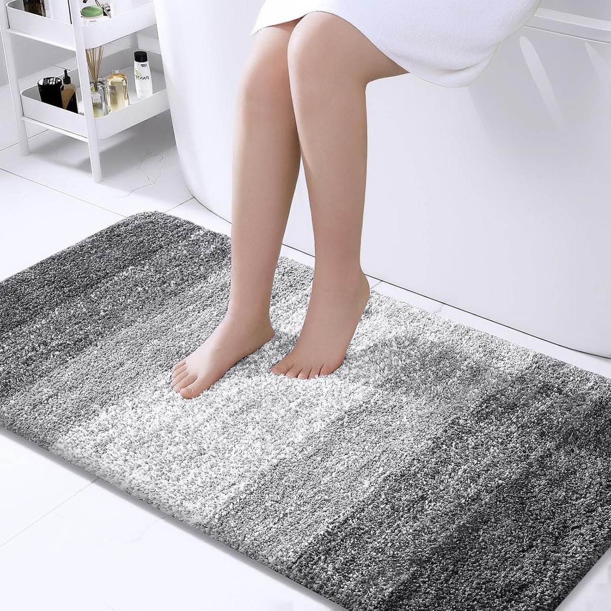 OLANLY Bathroom Runner Rugs 40x24, Extra Soft Absorbent Microfiber Bath Rugs, Rubber Backing, Quick Dry, Machine Washable Bath Mats for Bathroom Floor, Tub and Shower, Home Decor Accessories, Grey