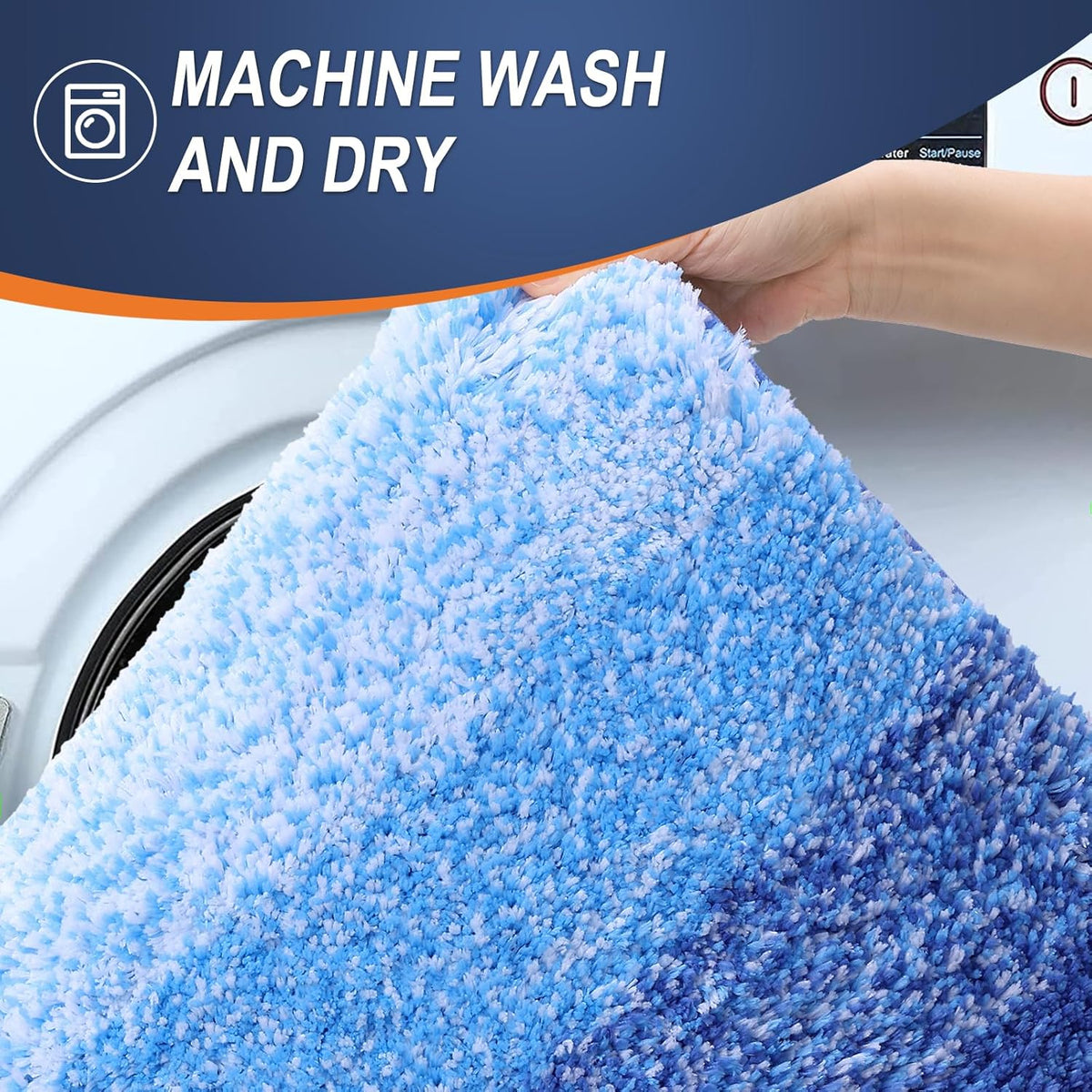 OLANLY Bathroom Rugs Mat 36x24, Extra Soft Absorbent Microfiber Bath Rugs, Rubber Backing, Quick Dry, Washable Bath Mats for Bathroom Floor, Tub and Shower, Home Decor Accessories, Light Royal Blue