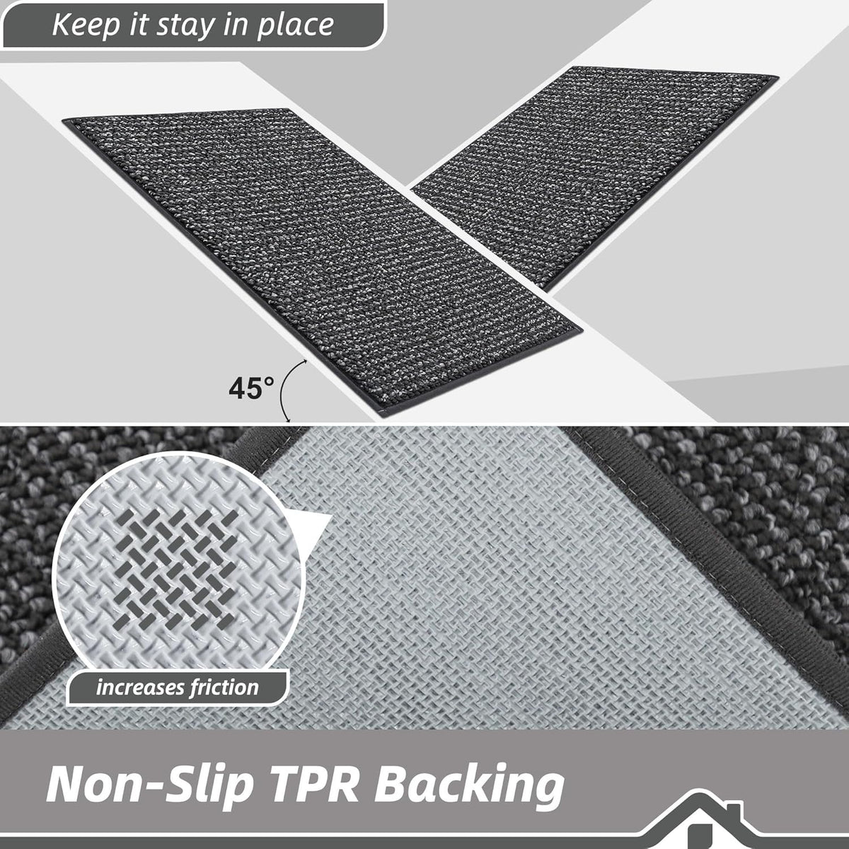 BEQHAUSE Kitchen Rugs 32"x48", Non-Slip Kitchen Mats for Floor, Super Absorbent and Stain Resistant Kitchen Rugs, Machine Washable Rugs for Kitchen, Hallway, Laundry & Sink, Charcoal