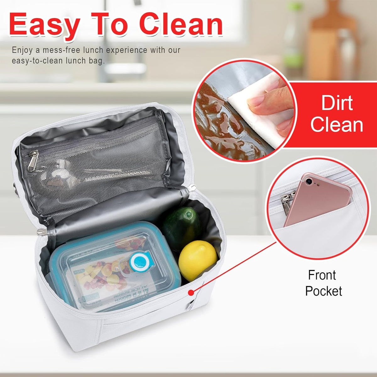 NOL Natural Organic Lifestyle Insulated Lunch Bags for Women Cooler Bag Lightweight Nylon Waterproof Lunch Box For Work