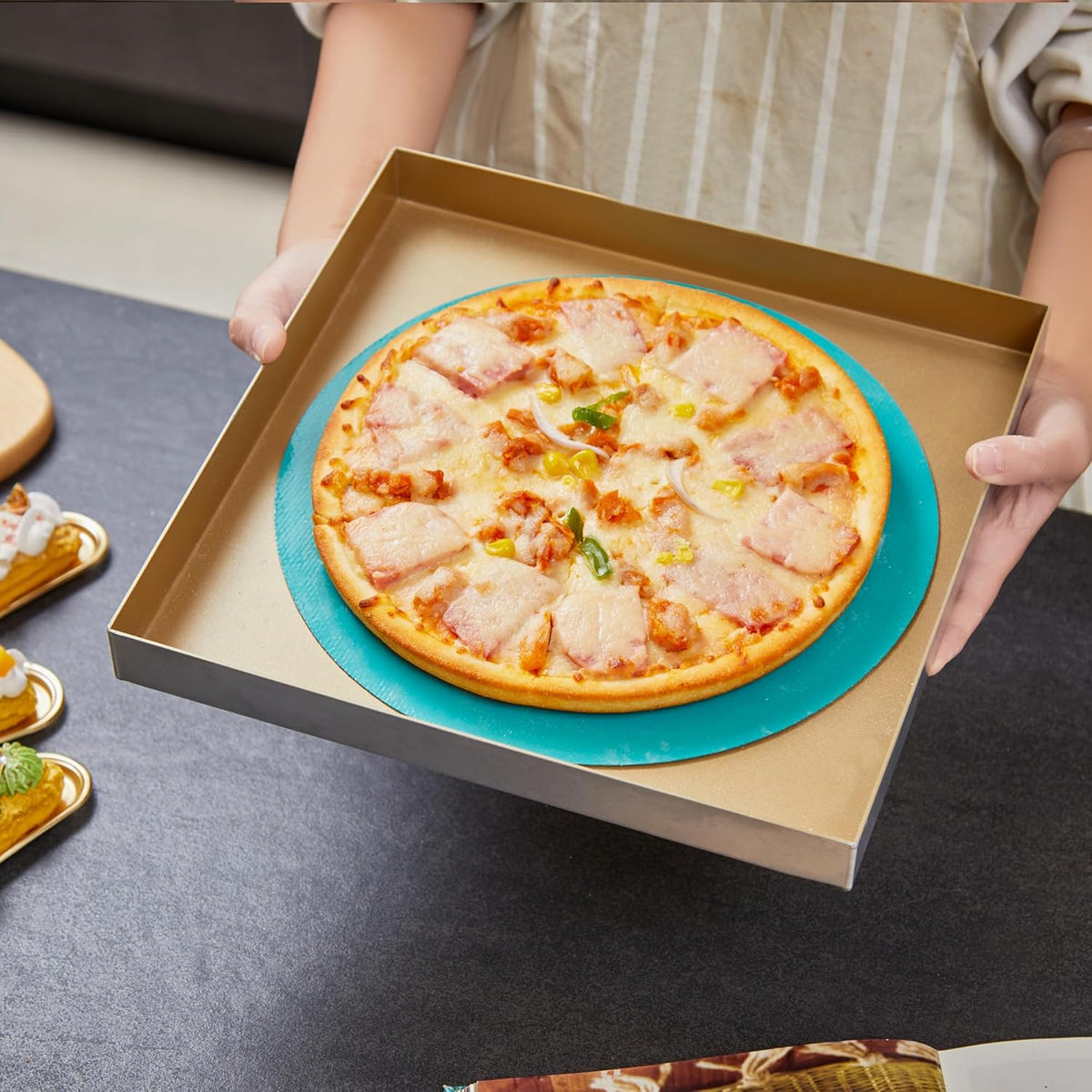 GUYDREMAT 10-Inch Silicone Baking Mats Set of 2 - Non-Stick, Heat-Safe Up to 480°F, Perfect for Pizza, Cakes, Pastries, Bread, Foldable for Storage, Works in Standard Ovens, Food Grade & Reusable