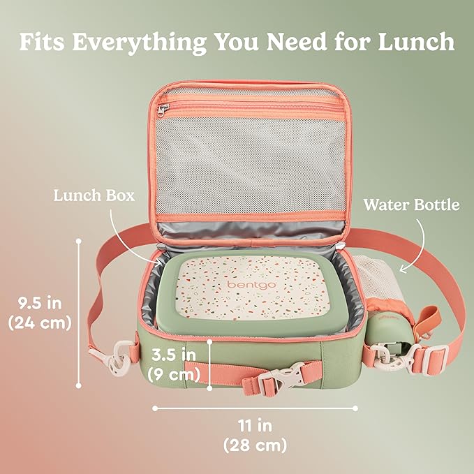 Bentgo Kids Lunch Bag (Whimsy & Wonder Collection) - Durable, Double-Insulated Lunch Bag for Kids 3+; Holds Lunch Box/Water Bottle/Snacks; Water-Resistant Fabric & Zip Pockets (Geo Speckle)