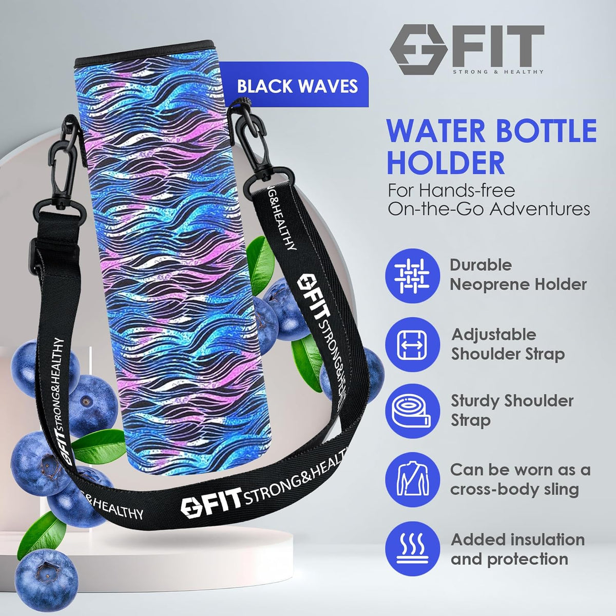 FIT Strong & Healthy 32 oz Glass Water Bottle with Straw Lid, Time Marker, Sleeve & Extra Lid - Motivational, Wide Mouth 1 Liter Glass Drinking Bottle
