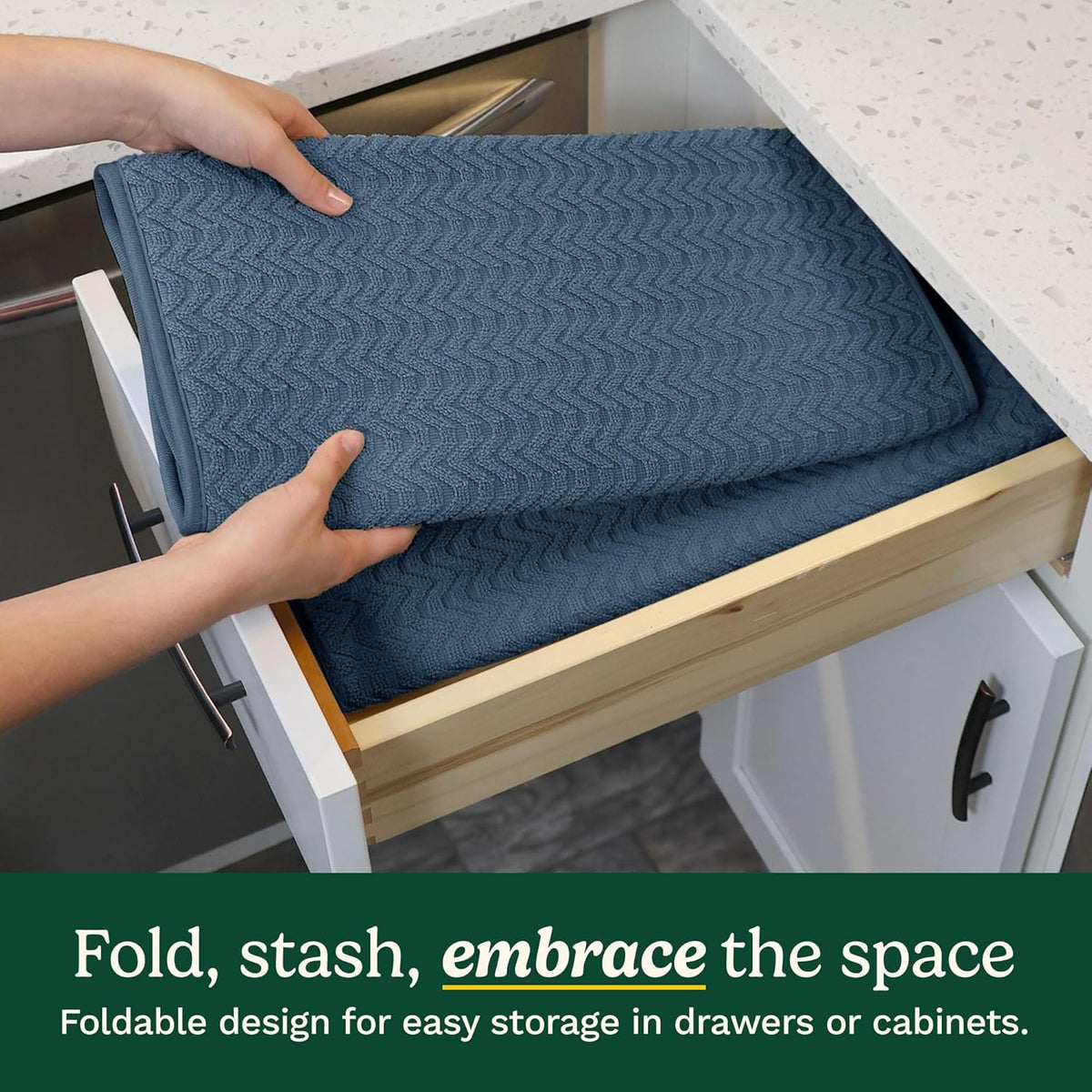 Cuisinart Dish Drying Mats for Kitchen Counter - (2) 18" x 24" Ultra Absorbent Dish Drying Mat XL - Foldable, Machine Washable, Fast Drying Dish Mat (Geostripe)