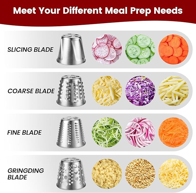 Stainless Steel Slicer Shredder Attachment for KitchenAid Mixers, Dishwasher Safe Cheese Grater Attachment, Food Slicer & Vegetable Chopper Accessory-4 Blades