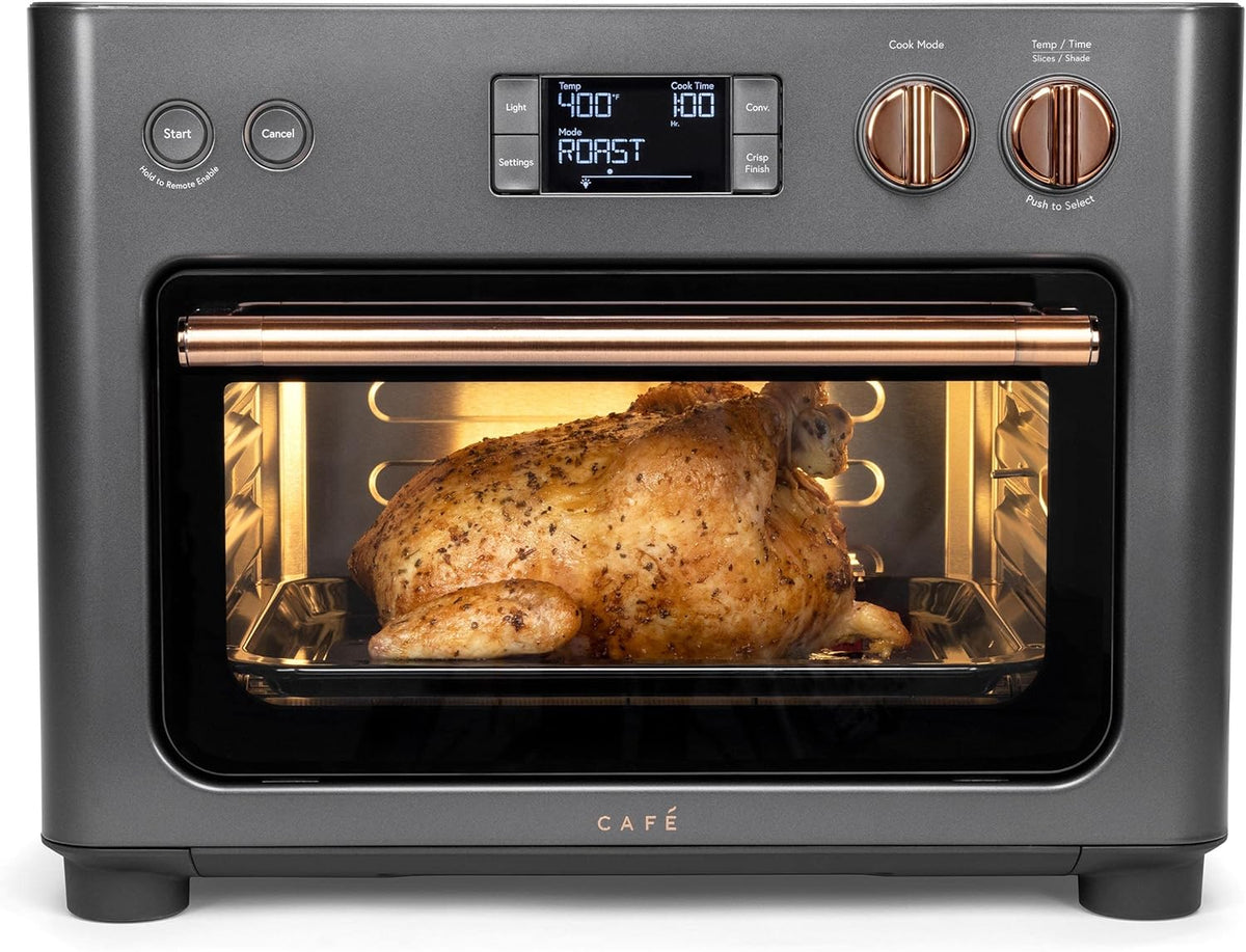 Café Couture Oven with 14 essential cooking modes, including Air Fry, CrispFinish, Bake, Broil, Roast, Toast, Pizza, WiFi & Smart Connected, Voice Control, Countertop Small Appliances, Matte Black