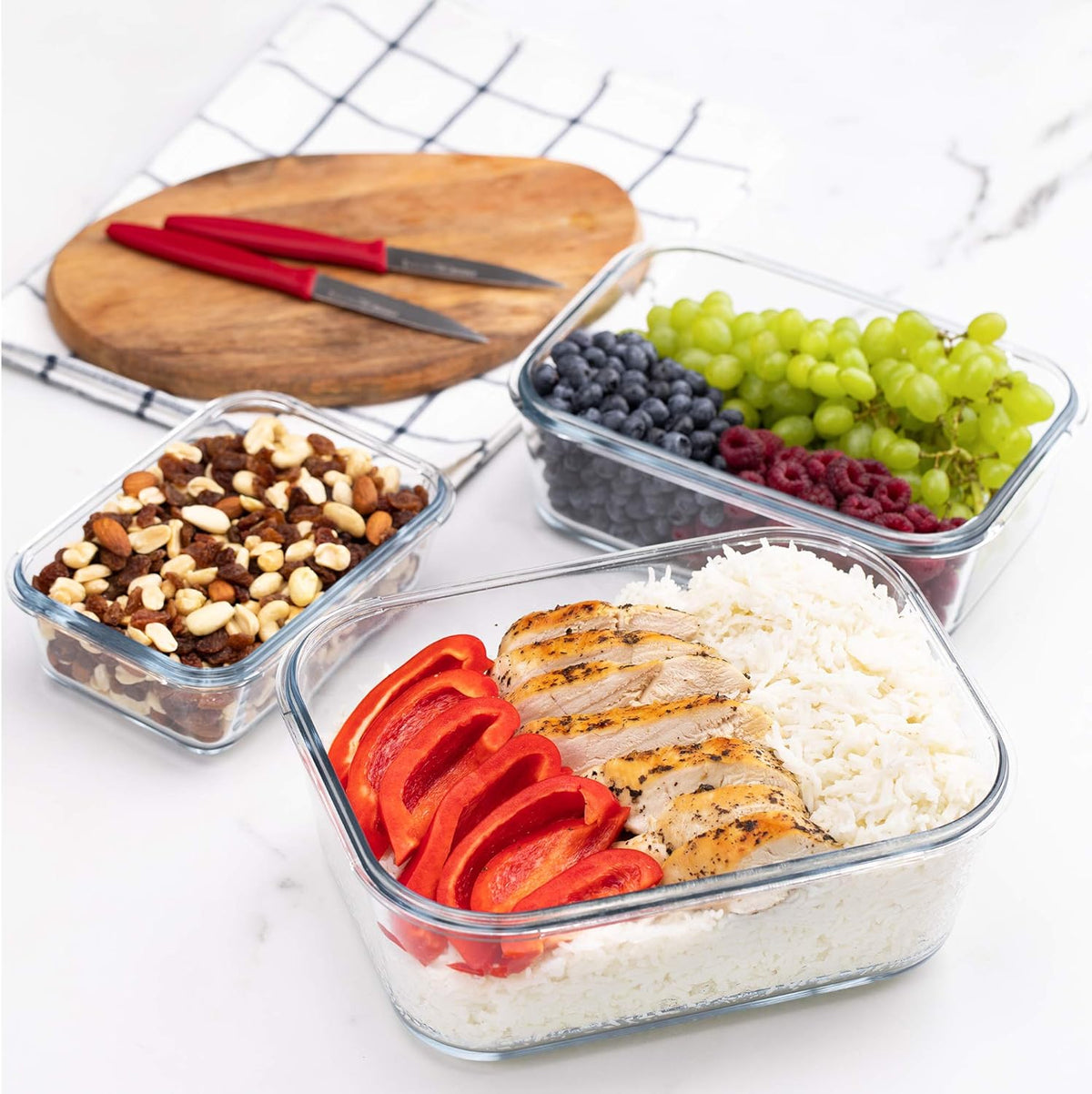 X-LARGE Glass Food Storage Containers with Lids Baking Dish Set Glass Storage Containers with Locking Lid Set 3-120 oz/70 oz/35 oz - Large Meal Prep Storing Serving Food Leakproof Ovensafe