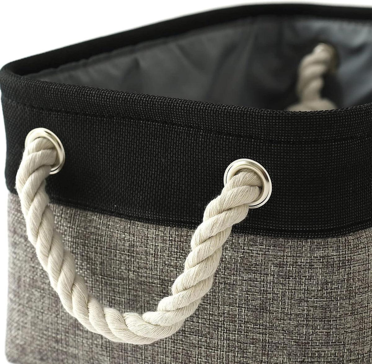 TcaFmac Storage Basket for Shelves - Small 6 Pack Fabric Storage Bins for Organizing, Collapsible Storage Cubes with Handle for Closet Cloth Toy Gift Kids (Black & Grey 11.8 x 7.8 x 5.2 inch)