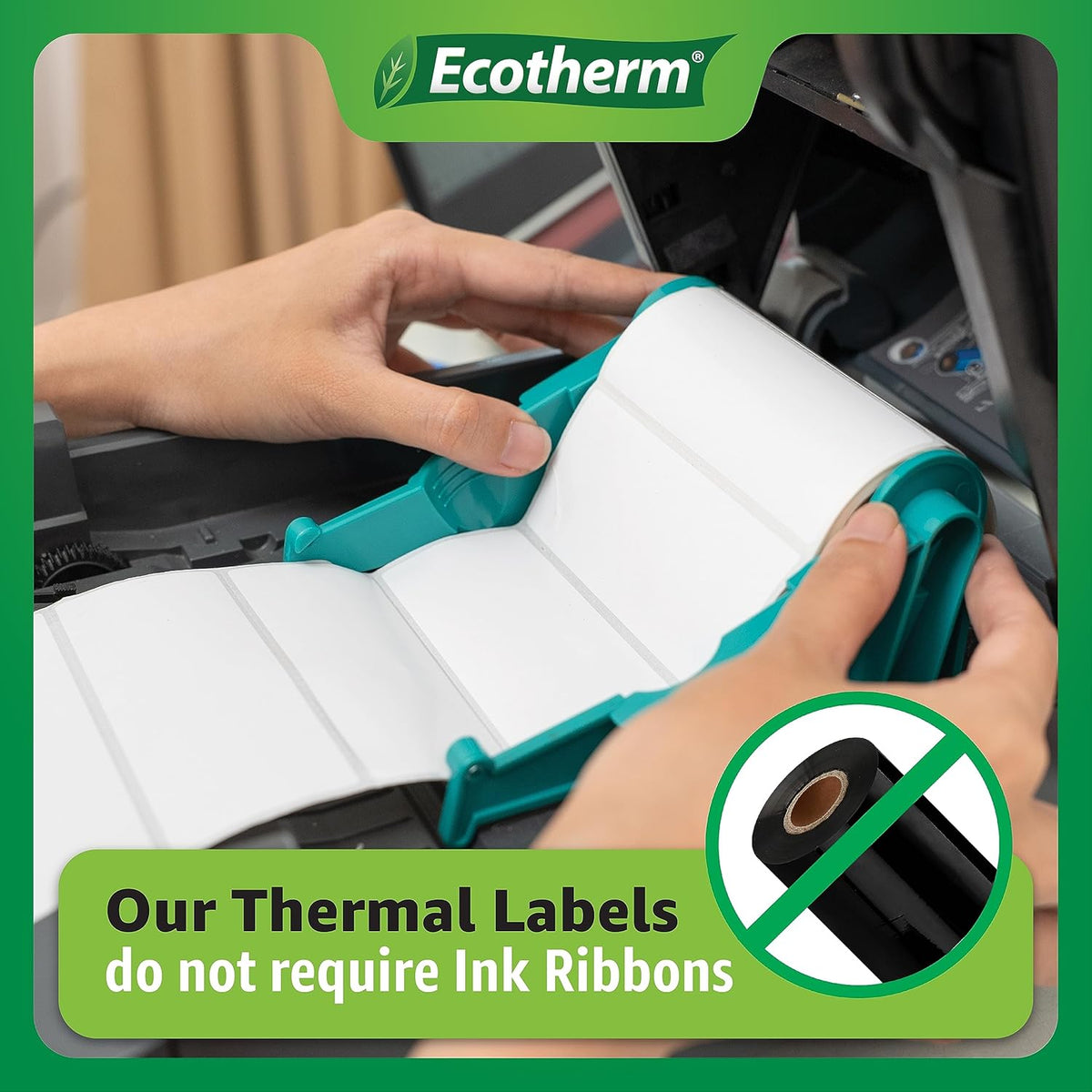 2.25" x 2.25" Thermal Labels | 4 Rolls | 2800 Labels | fits Zebra, Munbyn, Rollo, Godex, Arkscan, iDPRT, Offnova Thermal Label Printers and More | Blank White Adhesive Stickers by Ecotherm