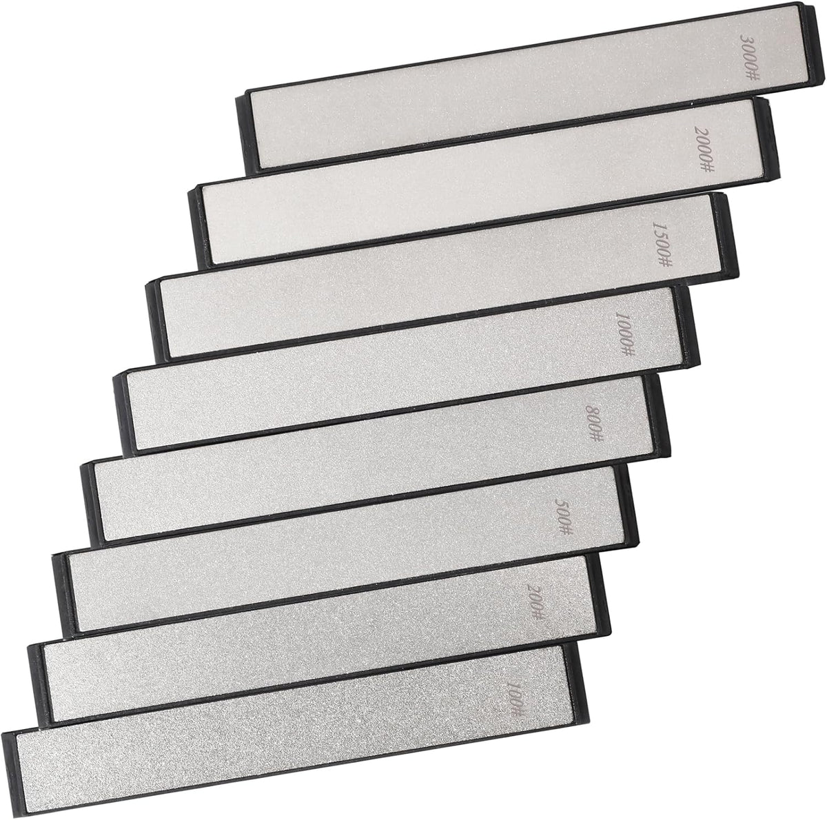 RUIXIN PRO 8 Pcs Diamond Knife Sharpening Stones for RUIXIN PRO RX-008 RX-009 Knife Sharpener Fixed-Angle Kit, Professional Whetstone Set With Base: 100/200/500/800/1000/1500/2000/3000 Grit