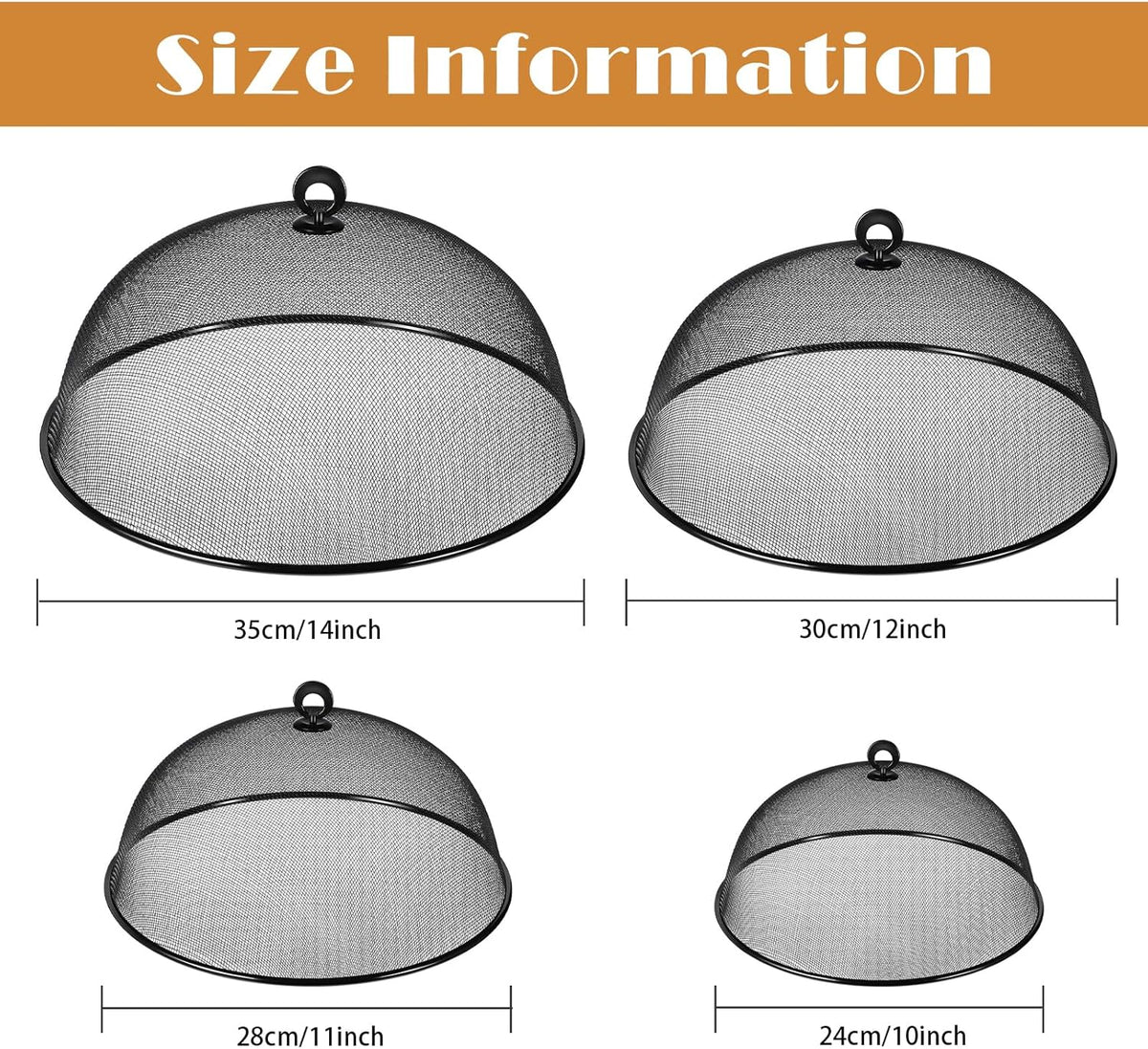 4 Pcs Metal Mesh Food Cover 14'' 12'' 11'' 10'' Food Screens for Outdoors Food Domes for Outdoor Picnic Food Net Covers for Outside Keep out Flies for Table Picnic Camping