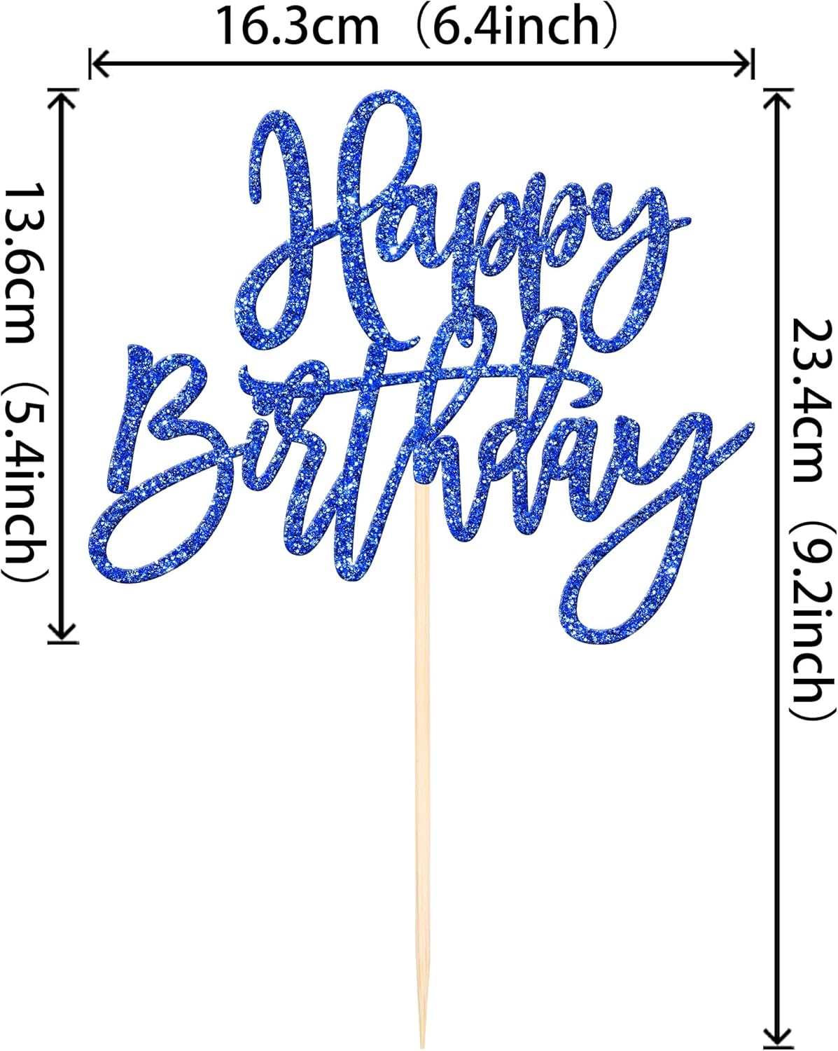 ZHUOWEISM 1 PCS Glitter Happy Birthday Cake Topper for Celebrating Anniversary Theme Party Cake Decorations Supplies Dark Blue