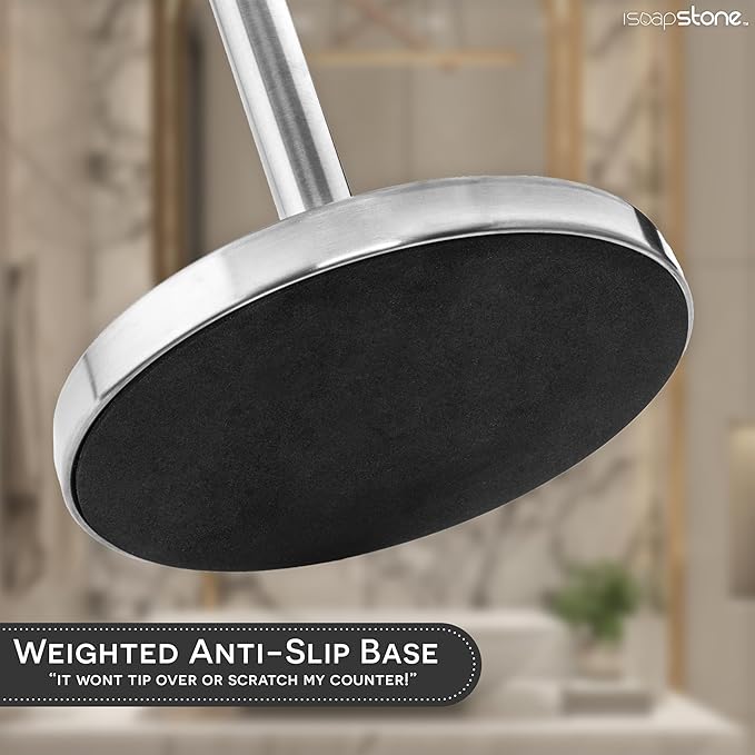 Luxury Hand Towel Holder Stand with Heavy Base, SUS 304 Stainless Steel Towel Rack, T-Shape, Freestanding Towel Stand for Bathroom Vanity or Kitchen Countertop, Waterproof Counter Organizer