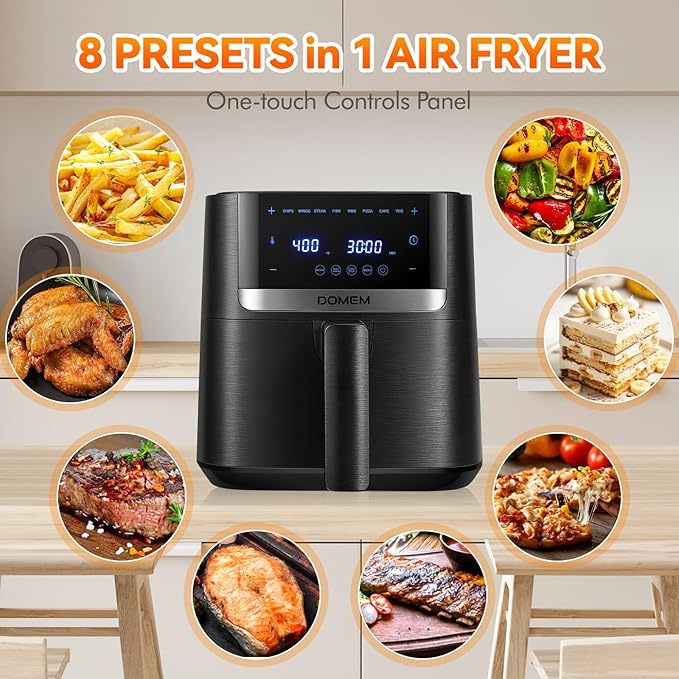 Air Fryer 4.2 Qt Oven, 8-in-1 Multicooker with Non-Stick Basket, Air Fryer with Preset Function, Cooker for Healthy and Low-Oil Meals, Convenient Operation