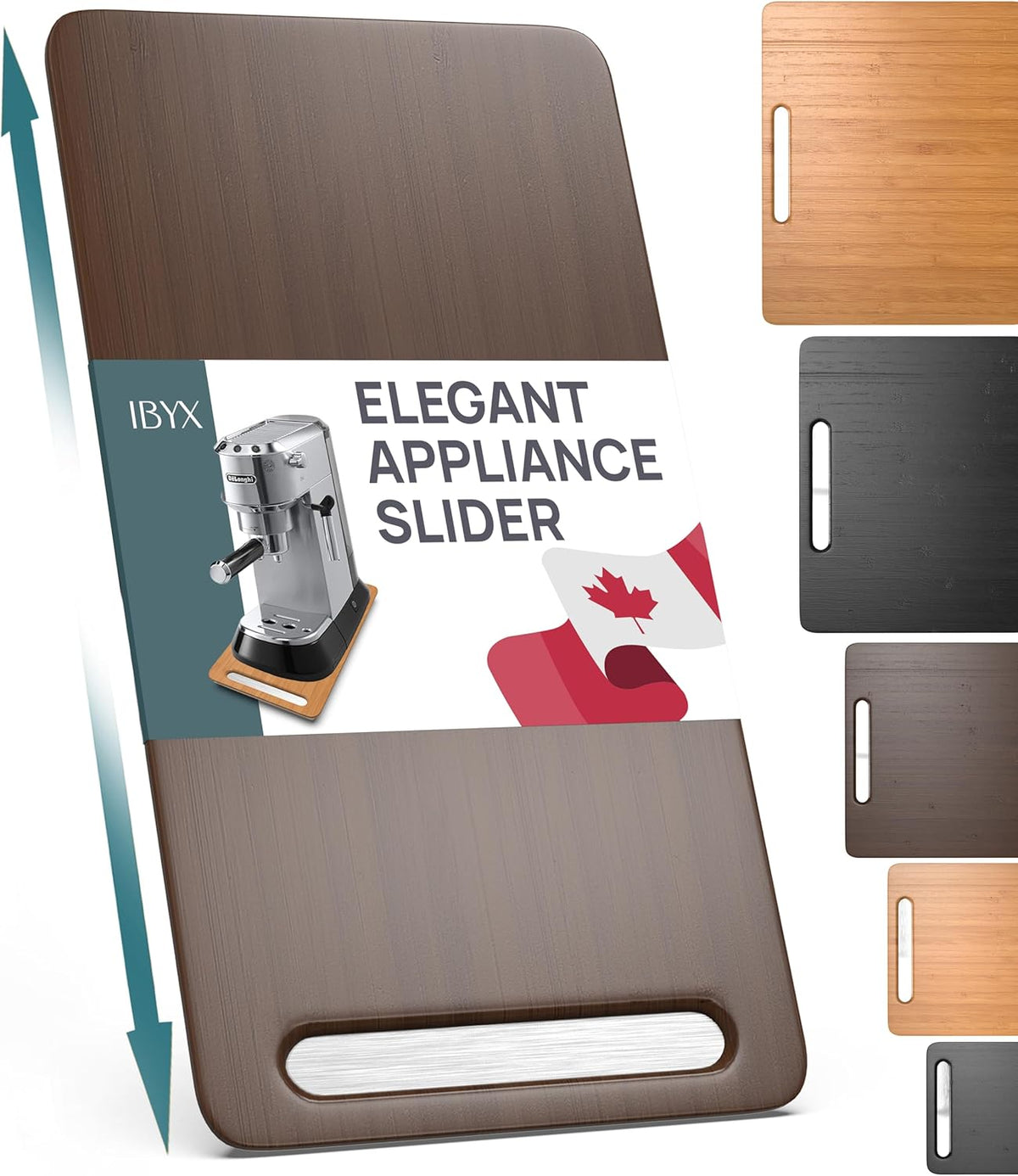 Ibyx Elegant Sliding Tray for Your Coffee Maker & Heavy Kitchen Appliances - Sturdy, Slides Easily from Under The Cabinet (Brown, 7.5”W x 14.5”D)