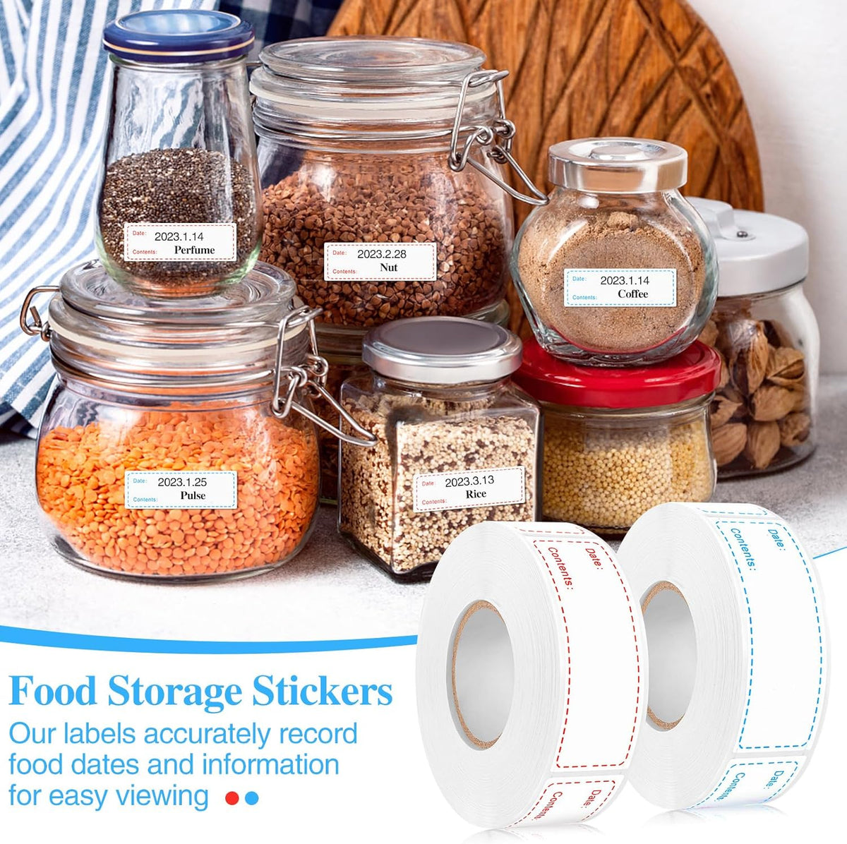 1000Pcs Removable Freezer Labels,1 x 3 Inch Food Labels for Food Containers Food Date Stickers Refrigerator Food Storage Labels Easy Clean No Residue