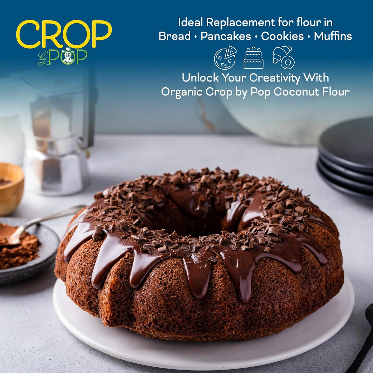 CROP BY POP - Organic Coconut Flour (16 Oz - 1 LB) Packed Fresh in Resealable Bag - USDA Organic, Non GMO - Naturally Grown, Vegan, Kosher
