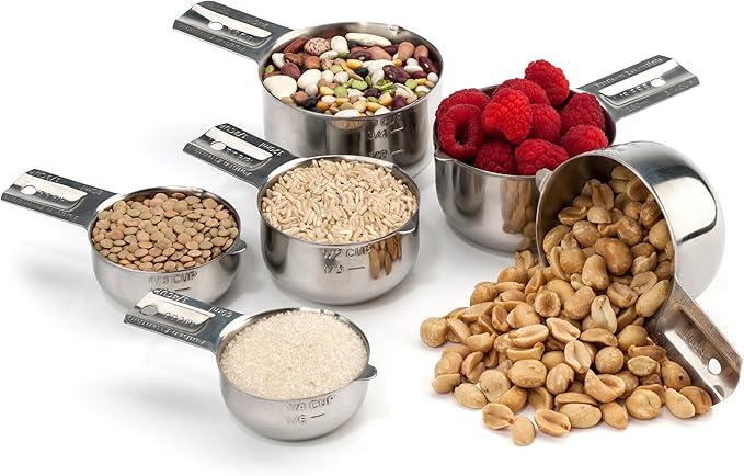 Hudson Essentials Stainless Steel Measuring Cups Set - (9 Piece Set) - Stackable Set with Spout - Includes 2 Cup and 1.5 Cup