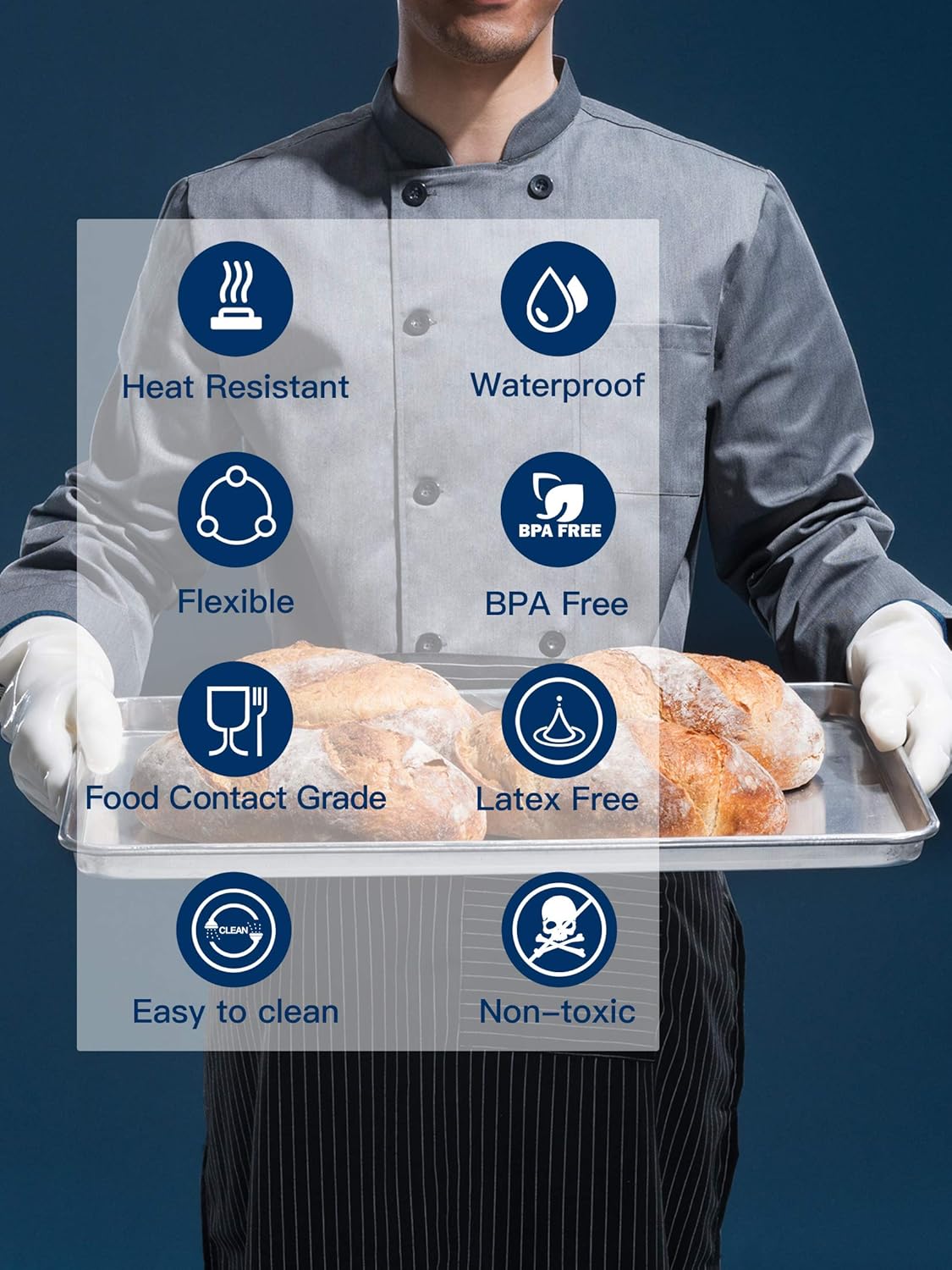 LANON Protection Wahoo Liquid Silicone Smoker Oven Gloves, Food-Contact Grade, Heat Resistant Gloves for Cooking, Grilling, Baking, White, XL/10