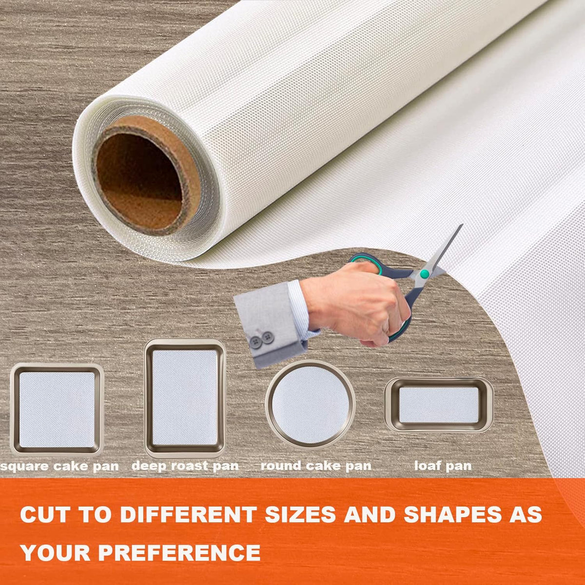Silicone Baking Mat Roll, Cut to Size Silicone Mat, Non-slip Silicone Pastry Mat, Non-Stick Reusable Air Fryer Liner, Counter Mat, Oven Liner, Freeze Dryer Mat - 12IN x 8FT