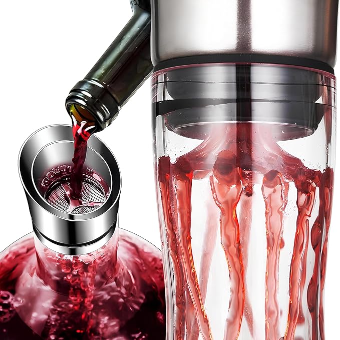Levare Wine Decanter with Aerator - Lead-Free Crystal Wine Decanter with Built-in Aerator and Sediment Filter - Drip-Proof Stainless Steel Pourer Lid - Ideal Gifts for Enthusiasts and Connoisseurs