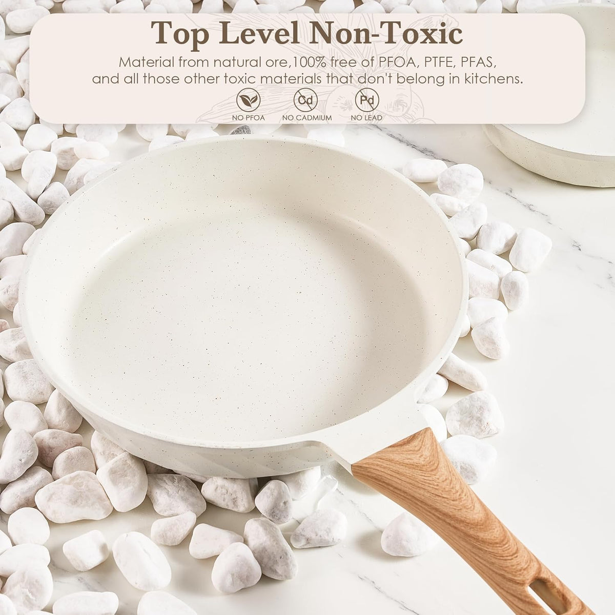 Non Stick Frying Pans - Granite Frying Pan Set Nonstick Frying Pan with Lid Egg Pan Omelette Pans for Cooking Pan Set, Kitchen Skillet Set Induction Cookware Chef's Pan Gift, 8", 9.5" &11"