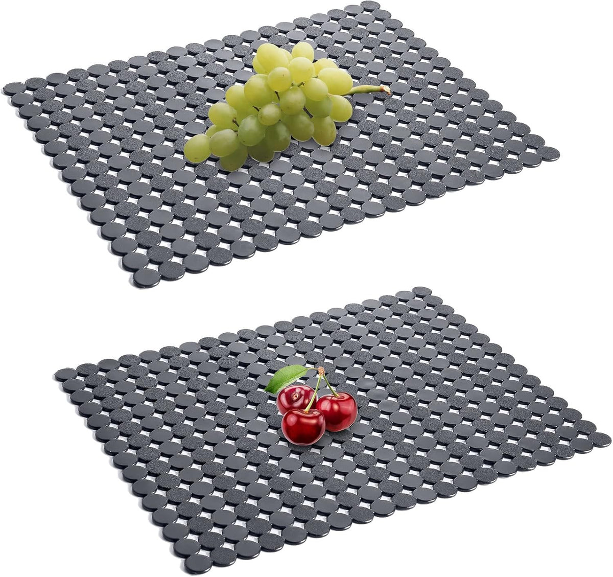 Qulable 2Pack Kitchen Sink Mat for Stainless Steel/Ceramic Sinks, PVC Eco-friendly Protectors for Bottom of Kitchen Sink, Adjustable, Fast Draining, Dots Design, 11.8x15.7 (Solid Gray)