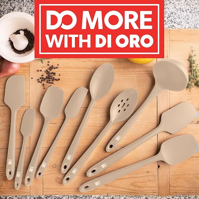 DI ORO Silicone Spoon Spatula - 600°F Heat-Resistant Large Silicone Spoonula Scraper - BPA Free Nonstick Cookware Safe Rubber Kitchen Utensil for Baking, Cooking, & Mixing - Dishwasher Safe (Clay)