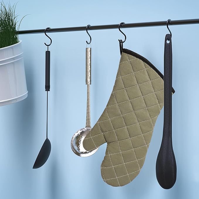 ARCLIBER Oven Mitts Heat Fire Resistant Oven Mitts 425 ° F, Quilted Terry Cloth Cotton Soft Lining Oven Gloves, Extra Long Kitchen Mittens for Cooking Baking