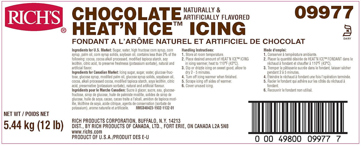 Rich's Heat 'N Ice Icing for Donuts, Rolls & More, Chocolate, 192 Ounce