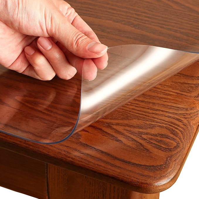 Clear Table Cover Protector Rectangle 16x42 Inch, 1.5mm Transparent Plastic Table Protector Waterproof, Anti-Scratch Clear Desk Mat for Office Desktop Dresser Dining Table, FDA Compliant