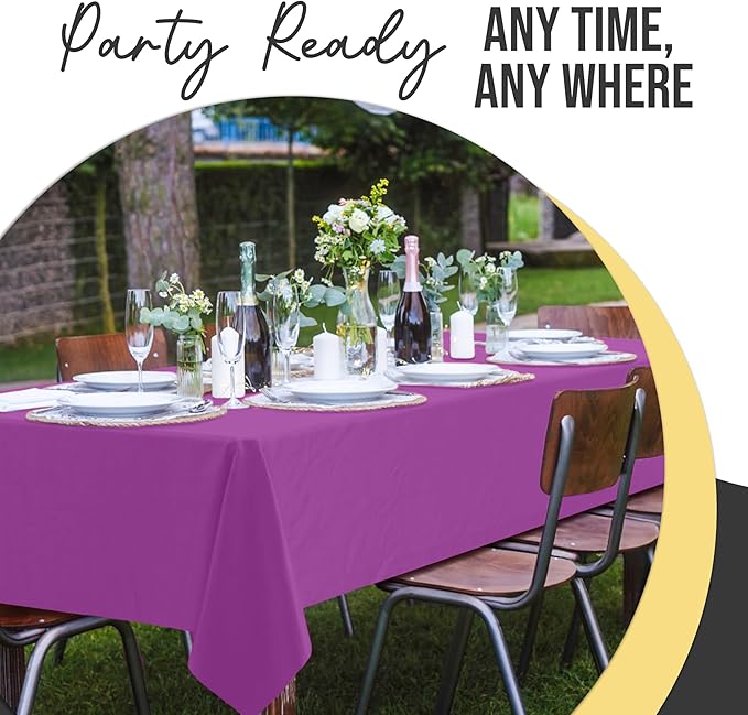 Exquisite 66% Thicker Premium Plastic Table Cloth Rectangle Table Cover 0.5 Mil 6 Pack Magenta Table Cloth 54 Inch x 108 Inch Disposable Tablecloth Won't Tear Easily Like Cheap Thin Brands