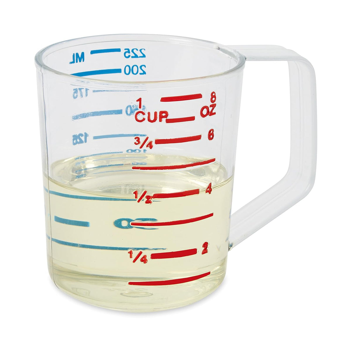 Rubbermaid Commercial Products Bouncer Clear Measuring Cup, 1-Cup /0.25-Quart, Clear, Strong Food Grade, Easy Read for Liquid/Dry Ingredients, for Home/Professional Kitchen