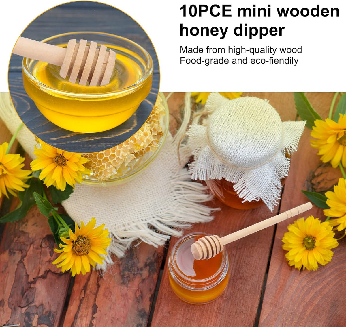 100Pcs 3 inch Honey Dipper Sticks - Wooden Honey Dipper, 3 Inch Mini Honeycomb Stick, Honey Stirrer Stick for Honey Jar Dispense Drizzle Honey and Wedding Party Present