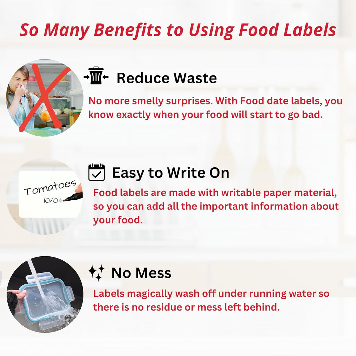 2x3 Dissolvable Food Labels, 250 Label Stickers, Bottle Labels for Storage Bins, Sticker Labels for Food containers, (250, Blank)