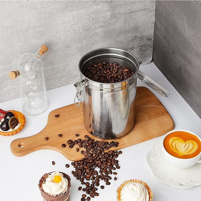 Lallisa 24 Pcs Stainless Steel Canisters 62 oz Stainless Steel Containers with Lids Food Storage Container with Airtight Clamp Lid Coffee Containers for Tea Sugar Coffee Flour Kitchen Counters