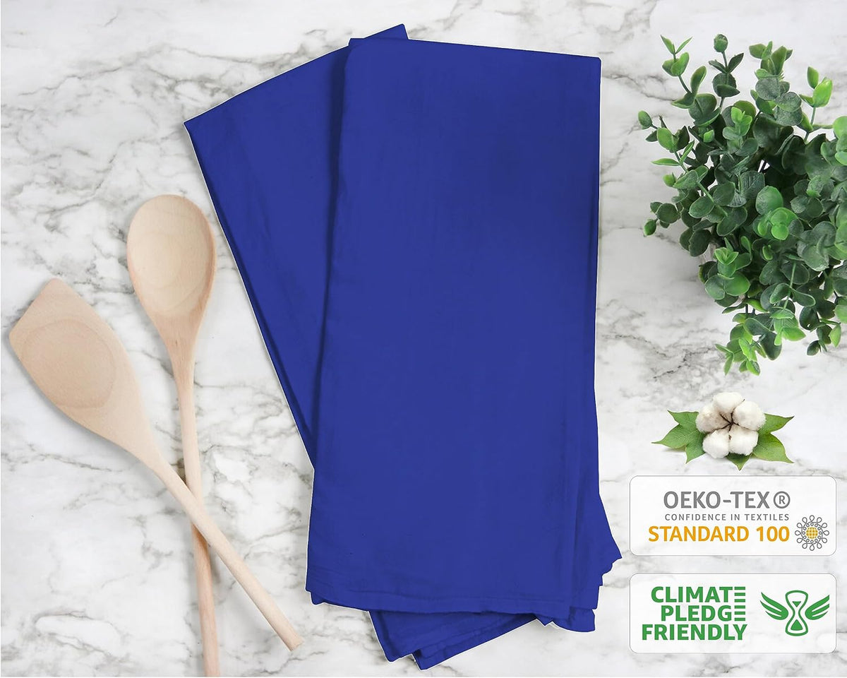 RUVANTI Flour Sack Towels 50 Pack 28x28 Inch, 100% Cotton Tea Towel, Reusable, Machine Washable, Absorbent BarTowels - Dish Cloth Perfect for Drying Dishes & Cleaning - Navy