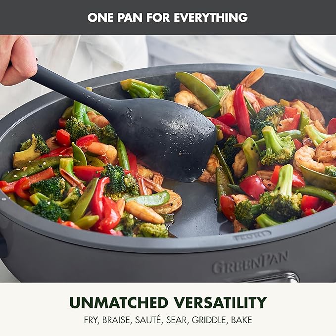 GreenPan Elite 5.5QT Electric Oval Skillet, PFAS-Free Ceramic Nonstick, 1800 Watt, Dishwasher Safe Lid & Removable Crock, Adjustable Temp Control, Multi-Cooker, Sear, Sauté, Rice, Stir-Fry, Black