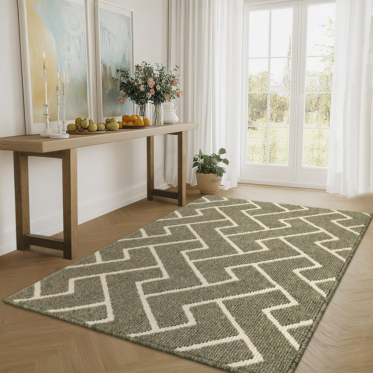 hicorfe Kitchen Rugs and Mats,Kitchen Mats for Floor,36"x59" Non Slip Runner Rug,Absorbent Resist Dirt Comfort Standing Mat Machine Washable for Entryway,Hallway,Front of Sink(Green)