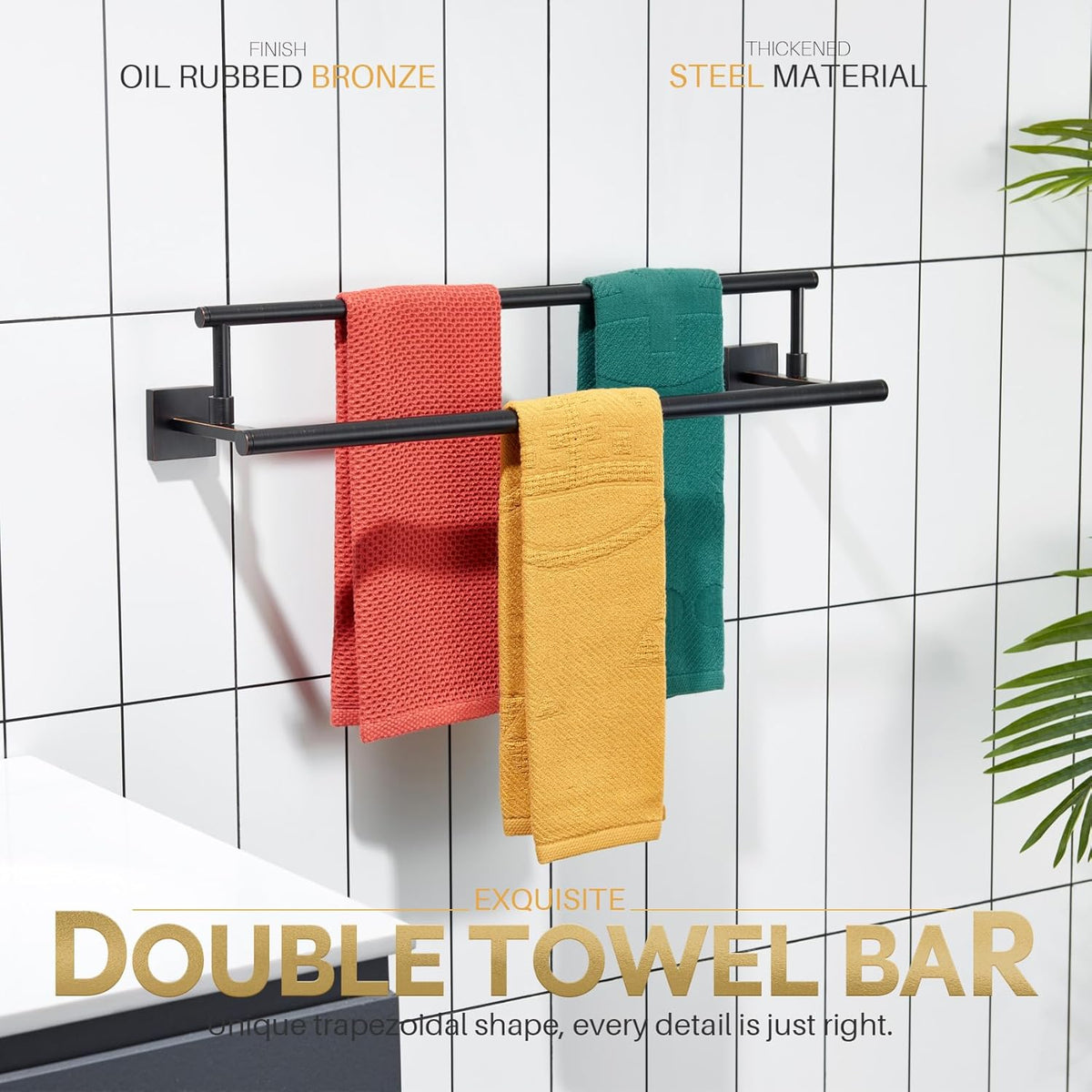 KOKOSIRI Towel Bars 20-Inch Bathroom Towel Holder Oil Rubbed Bronze Bath Towel Rails Kitchen Racks for Cabinet Stainless Steel B5009ORB-L20